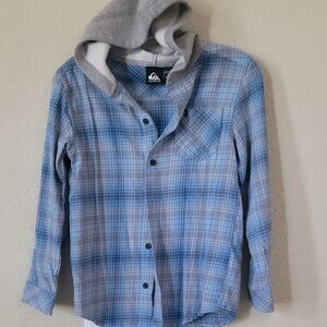 Quiksilver Kids Blue Checkered Shirt with Hood